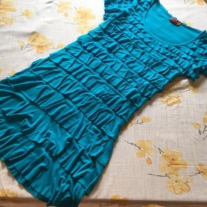 Fun and flirty small Turquoise ruffle dress